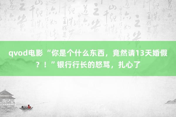 qvod电影 “你是个什么东西，竟然请13天婚假？！”银行行长的怒骂，扎心了