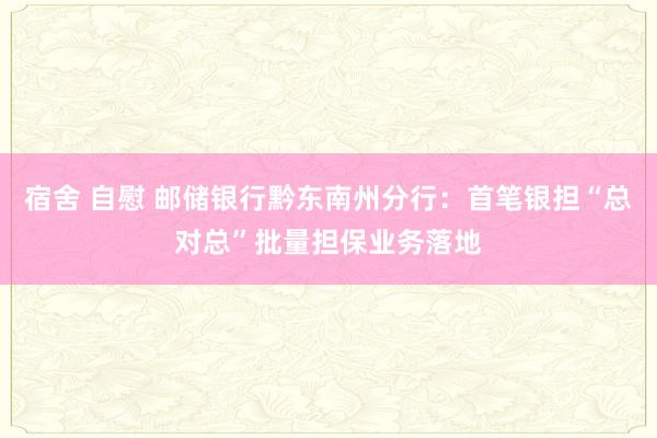 宿舍 自慰 邮储银行黔东南州分行：首笔银担“总对总”批量担保业务落地