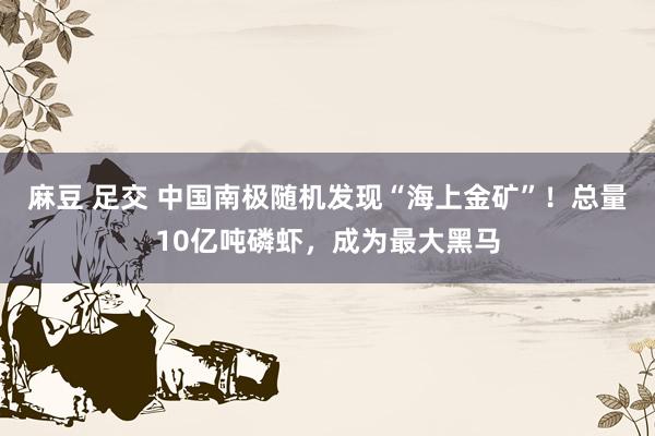 麻豆 足交 中国南极随机发现“海上金矿”！总量10亿吨磷虾，成为最大黑马