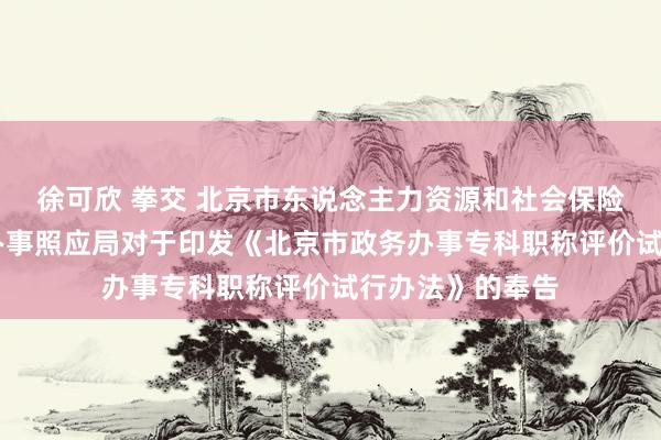 徐可欣 拳交 北京市东说念主力资源和社会保险局 北京市政务办事照应局对于印发《北京市政务办事专科职称评价试行办法》的奉告